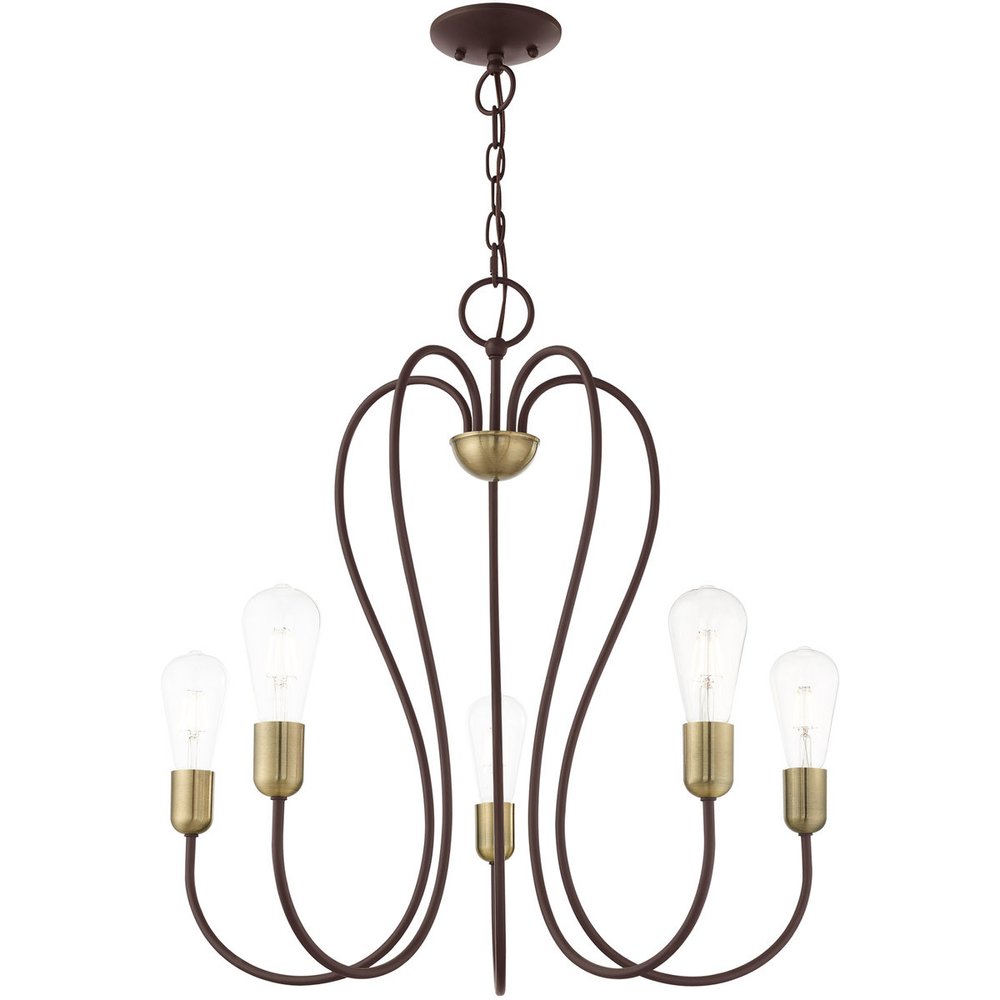 Five Light Dimmable Chandelier With Shades