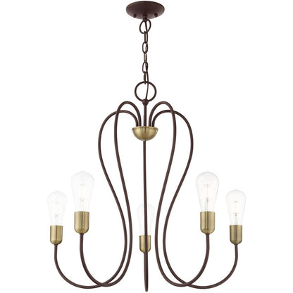 Five Light Dimmable Chandelier With Shades