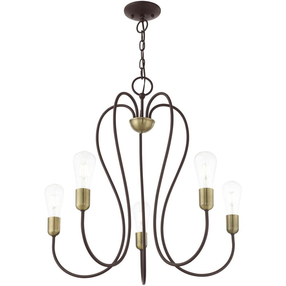 Five Light Dimmable Chandelier With Shades