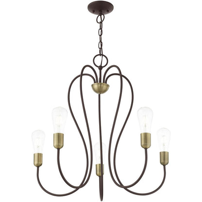 Five Light Dimmable Chandelier With Shades