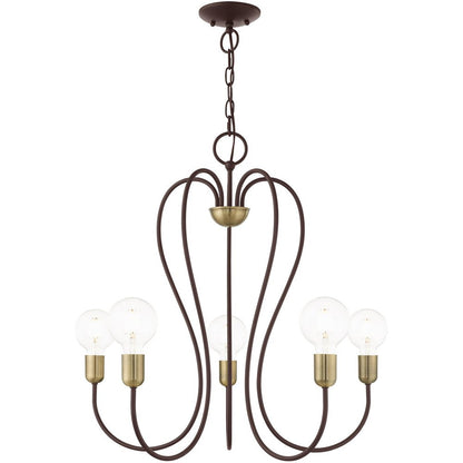 Five Light Dimmable Chandelier With Shades