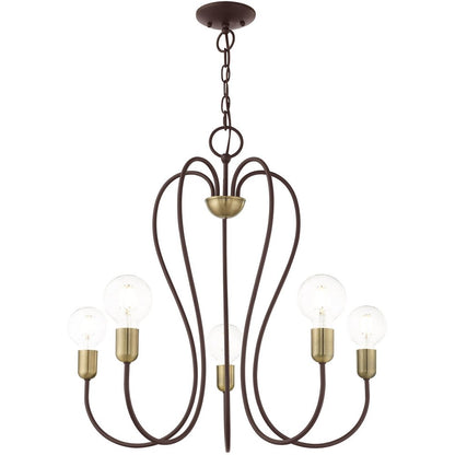 Five Light Dimmable Chandelier With Shades