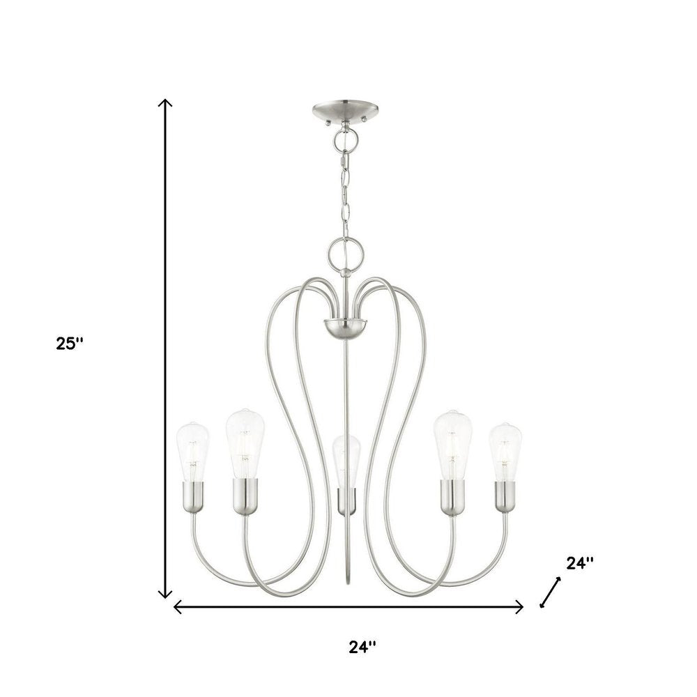 Five Light Dimmable Chandelier With Shades