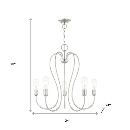 Five Light Dimmable Chandelier With Shades