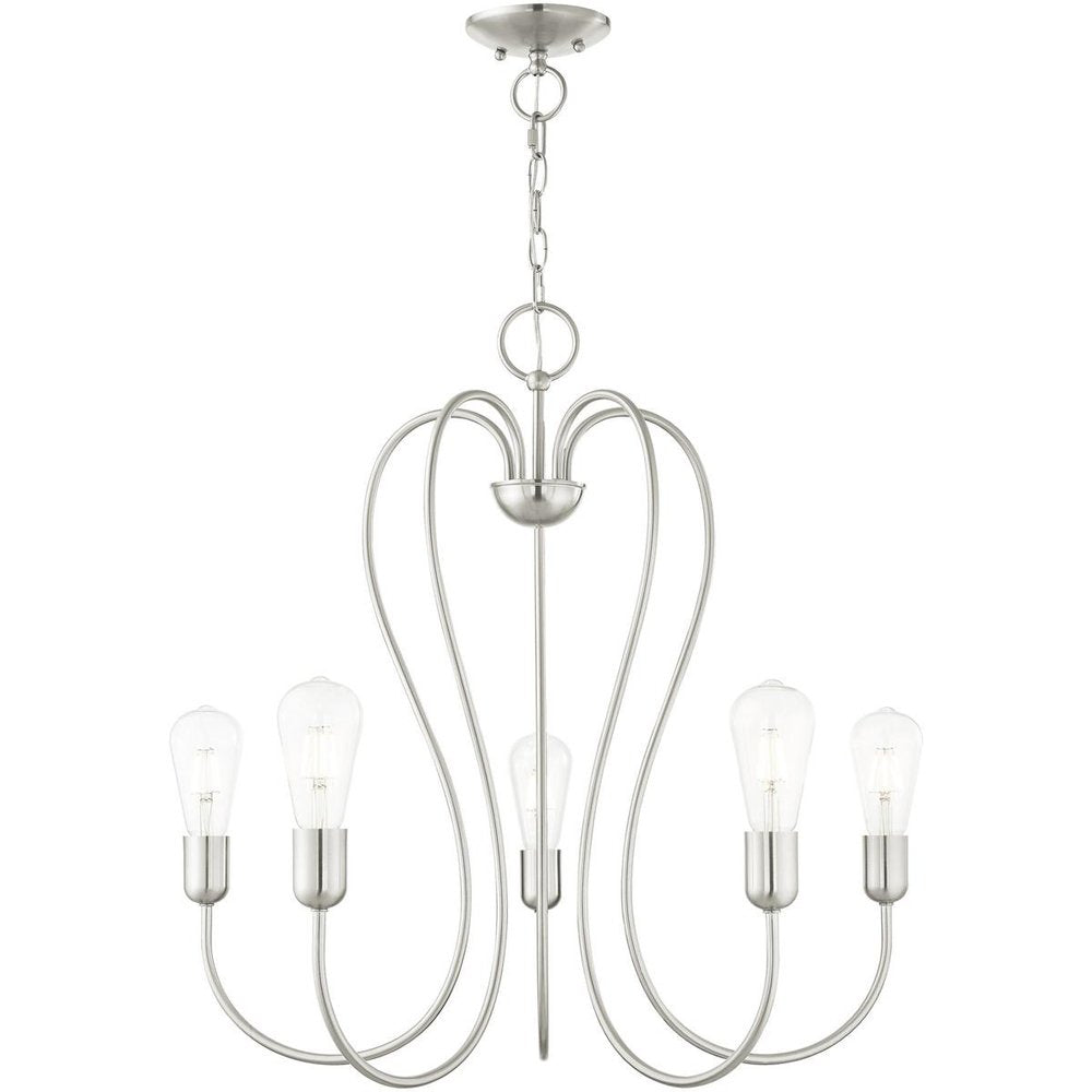 Five Light Dimmable Chandelier With Shades