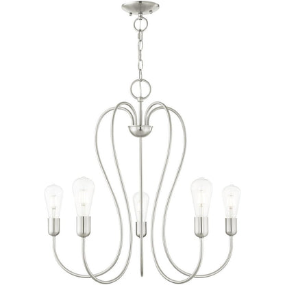 Five Light Dimmable Chandelier With Shades