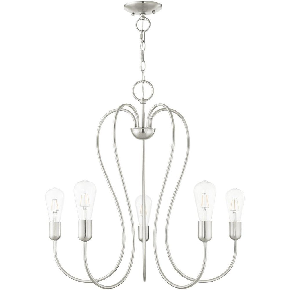 Five Light Dimmable Chandelier With Shades