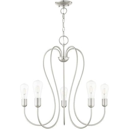 Five Light Dimmable Chandelier With Shades