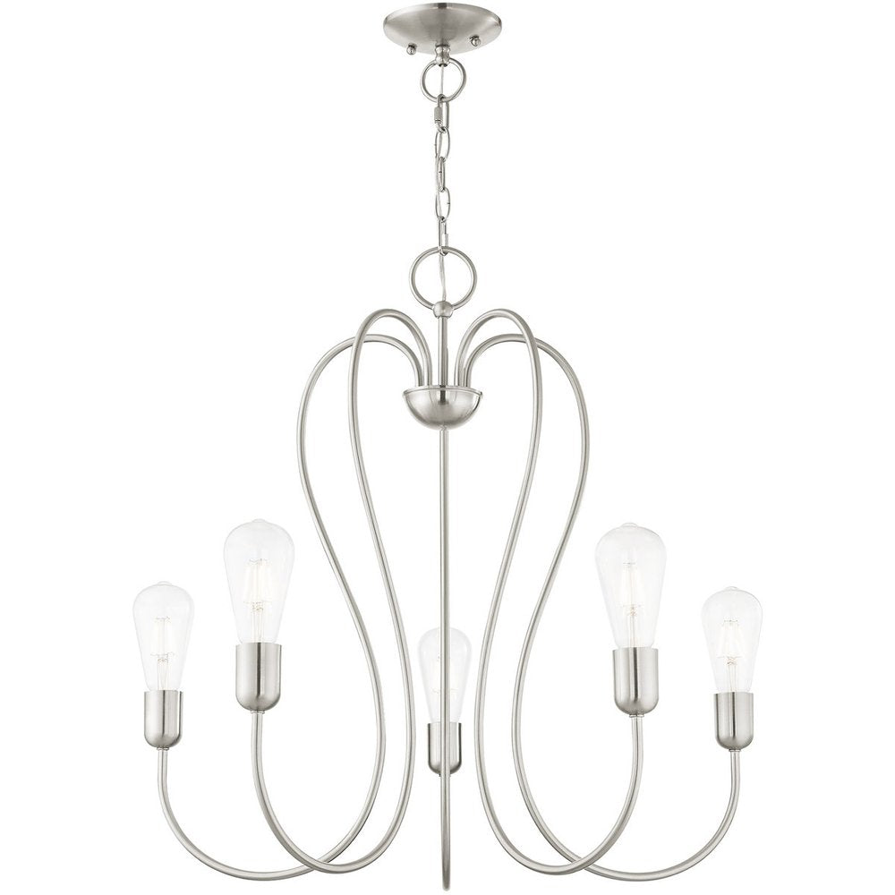 Five Light Dimmable Chandelier With Shades