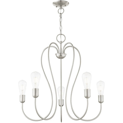 Five Light Dimmable Chandelier With Shades
