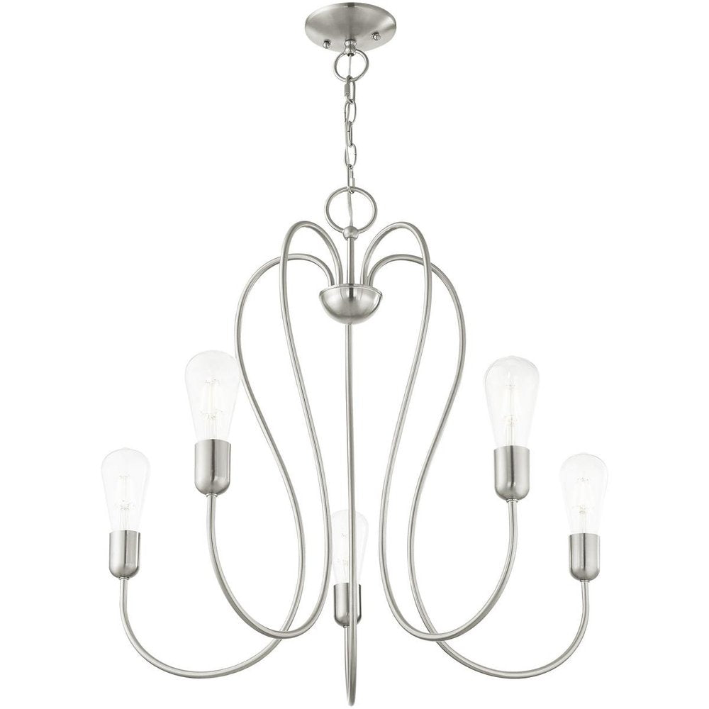 Five Light Dimmable Chandelier With Shades