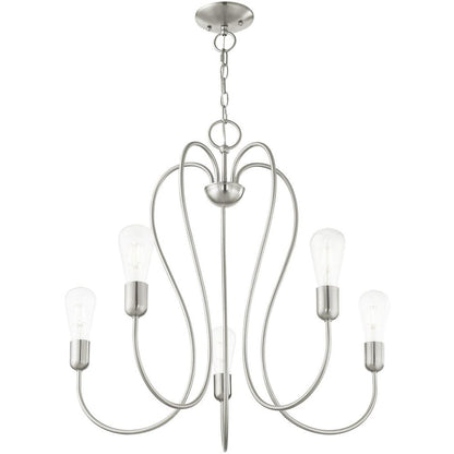 Five Light Dimmable Chandelier With Shades