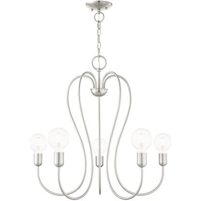 Five Light Dimmable Chandelier With Shades