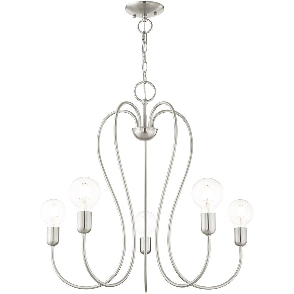 Five Light Dimmable Chandelier With Shades