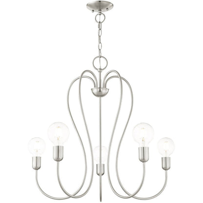Five Light Dimmable Chandelier With Shades