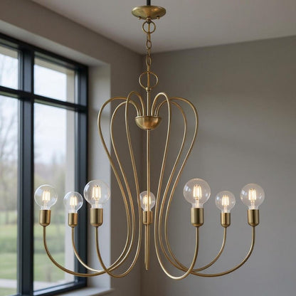 Seven Light Dimmable Chandelier With Shades