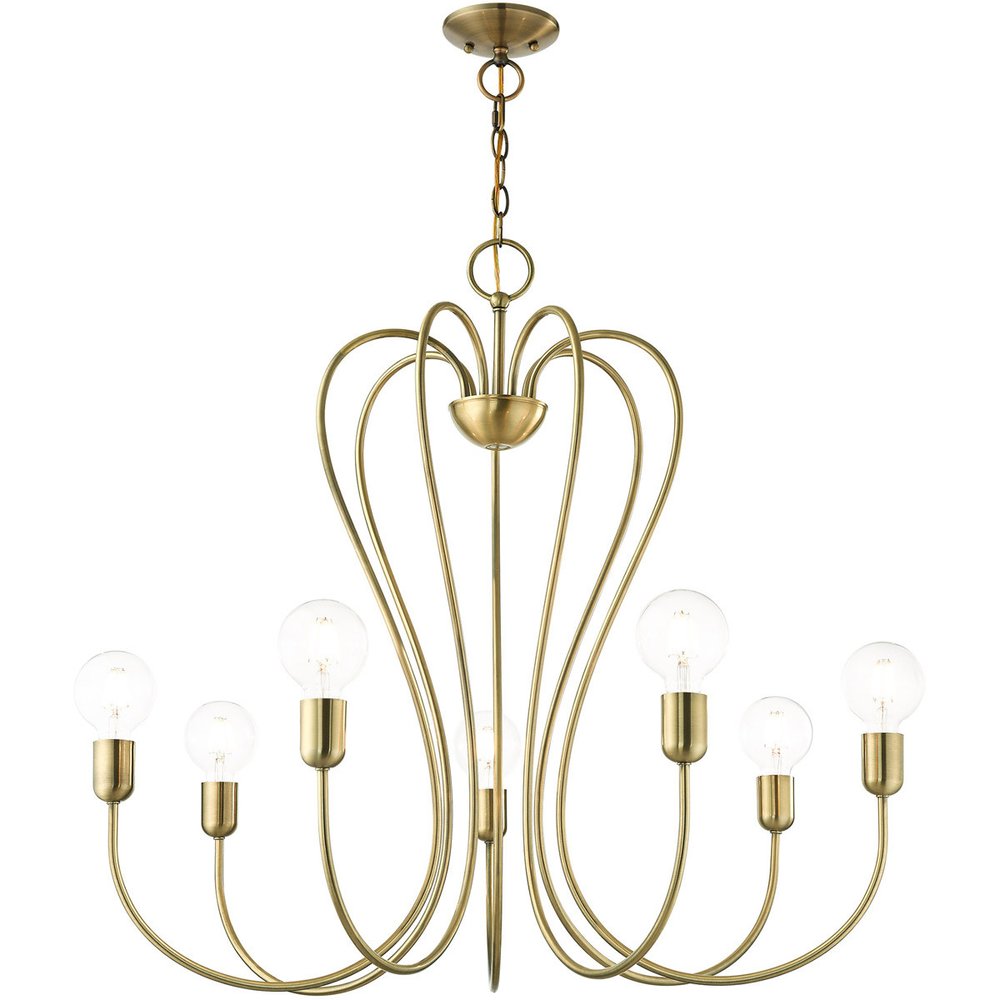 Seven Light Dimmable Chandelier With Shades