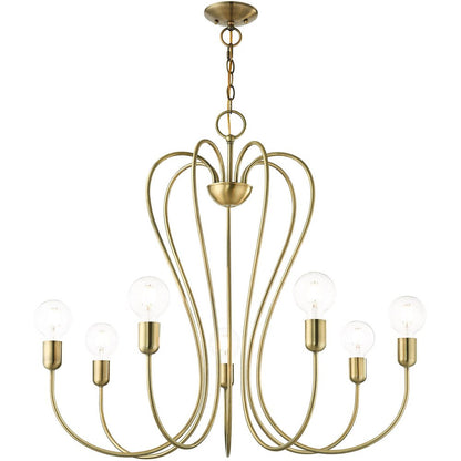 Seven Light Dimmable Chandelier With Shades