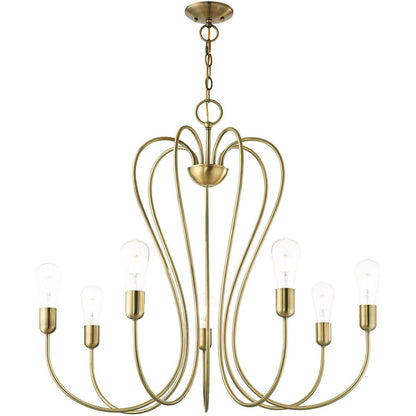Seven Light Dimmable Chandelier With Shades
