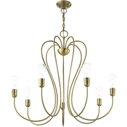 Seven Light Dimmable Chandelier With Shades