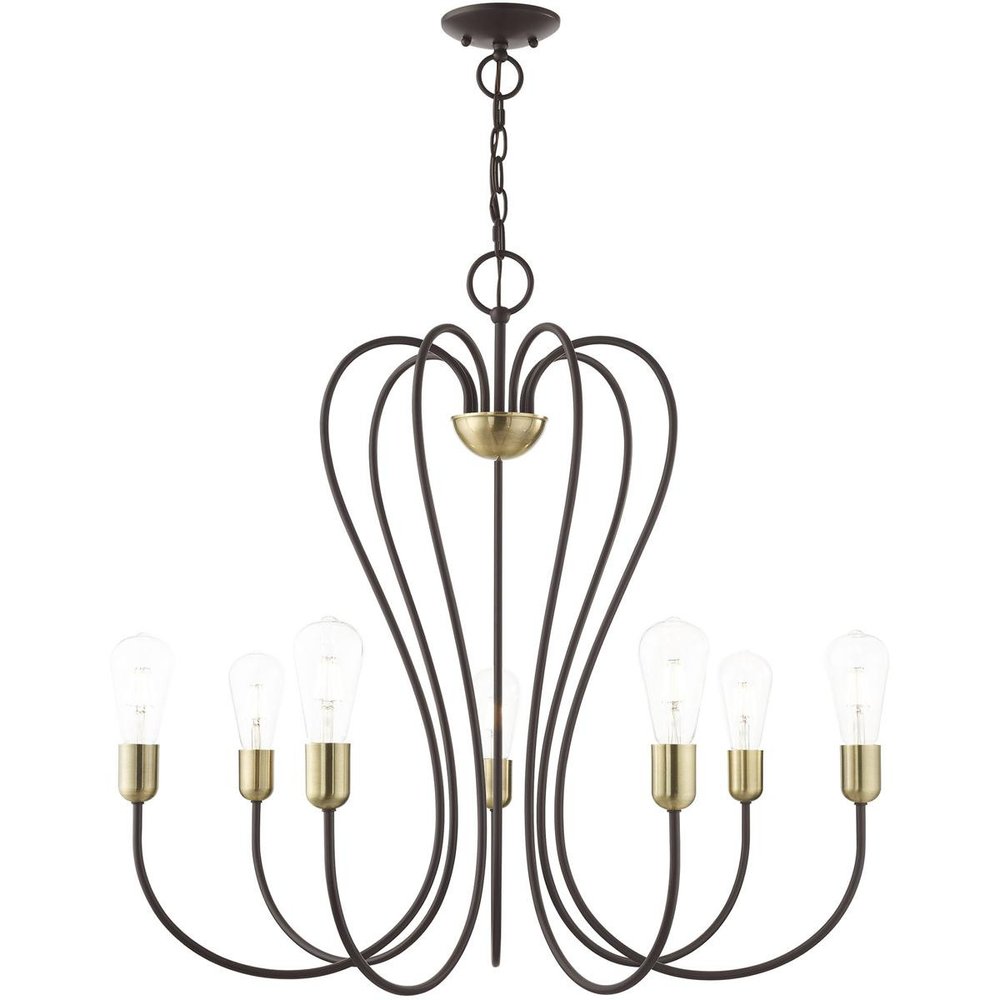 Seven Light Dimmable Chandelier With Shades