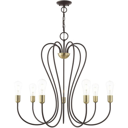 Seven Light Dimmable Chandelier With Shades