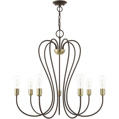 Seven Light Dimmable Chandelier With Shades