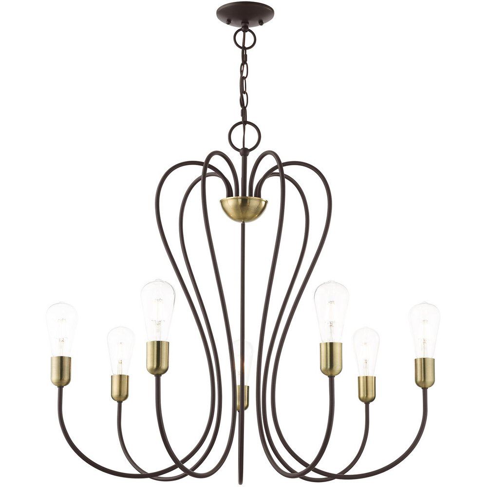 Seven Light Dimmable Chandelier With Shades