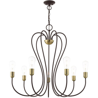 Seven Light Dimmable Chandelier With Shades