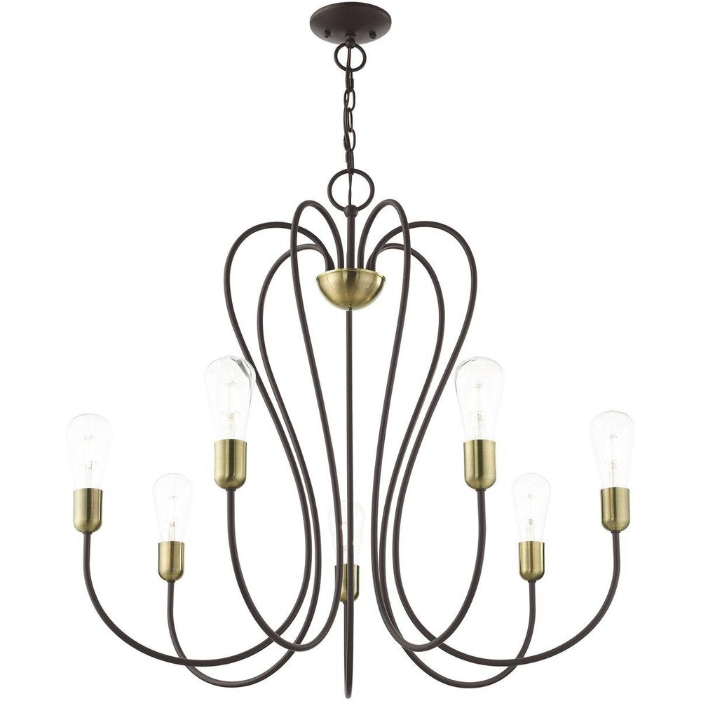 Seven Light Dimmable Chandelier With Shades