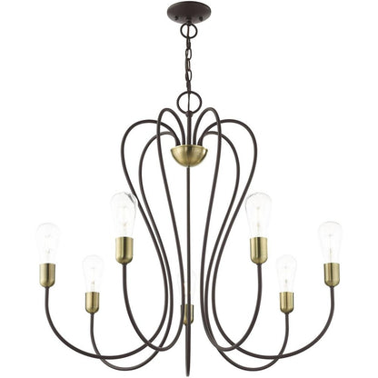 Seven Light Dimmable Chandelier With Shades