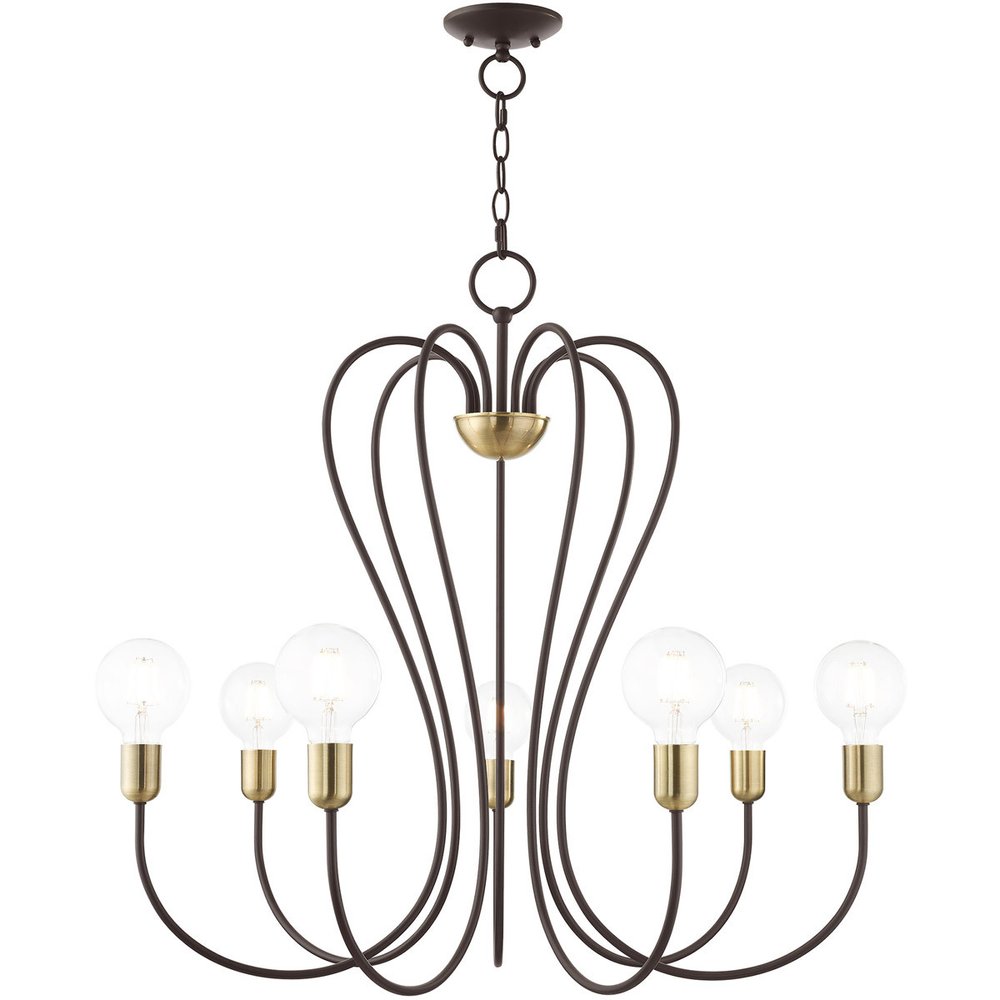 Seven Light Dimmable Chandelier With Shades
