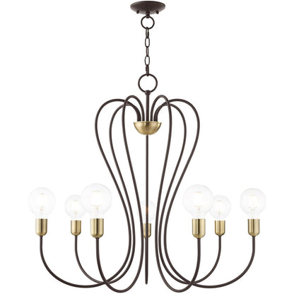 Seven Light Dimmable Chandelier With Shades
