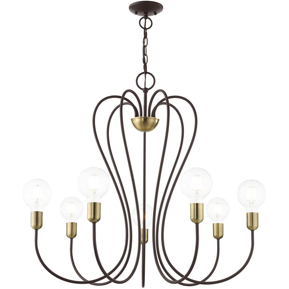 Seven Light Dimmable Chandelier With Shades