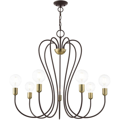Seven Light Dimmable Chandelier With Shades
