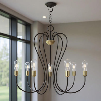 Seven Light Dimmable Chandelier With Shades