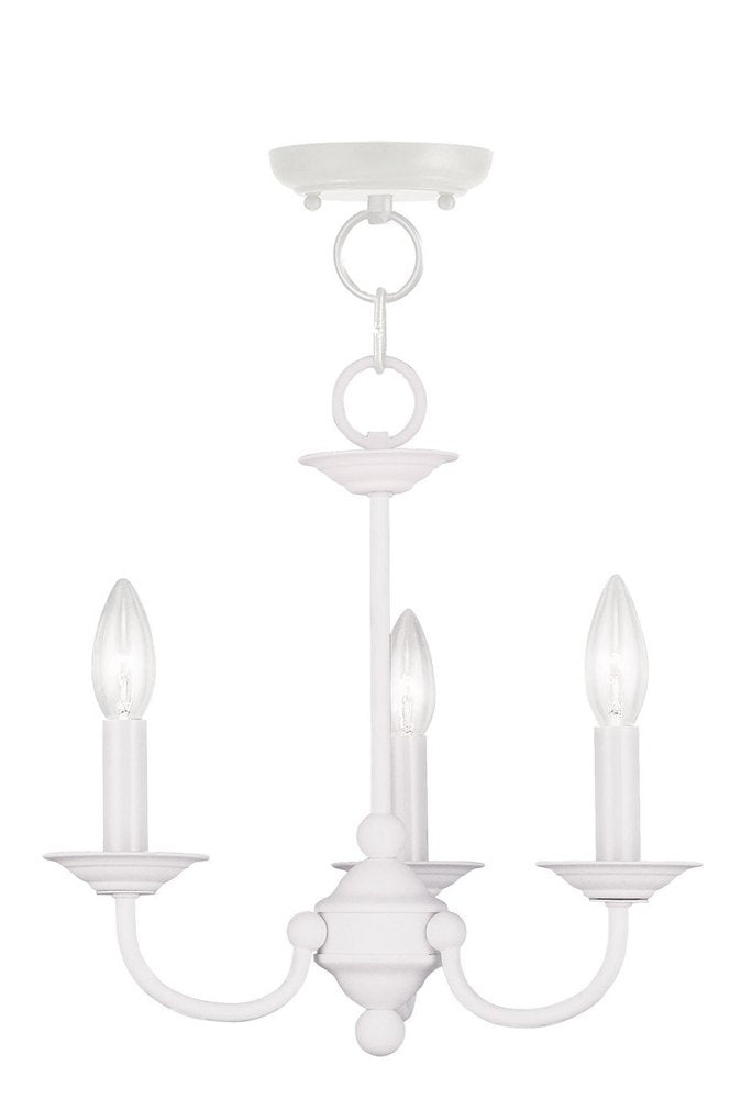 White Three Light Dimmable Chandelier With Shades