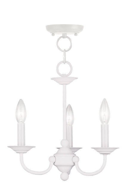 White Three Light Dimmable Chandelier With Shades