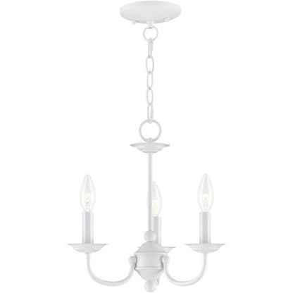 White Three Light Dimmable Chandelier With Shades