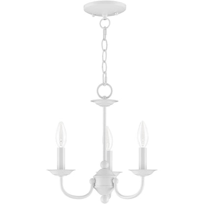 White Three Light Dimmable Chandelier With Shades