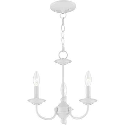 White Three Light Dimmable Chandelier With Shades