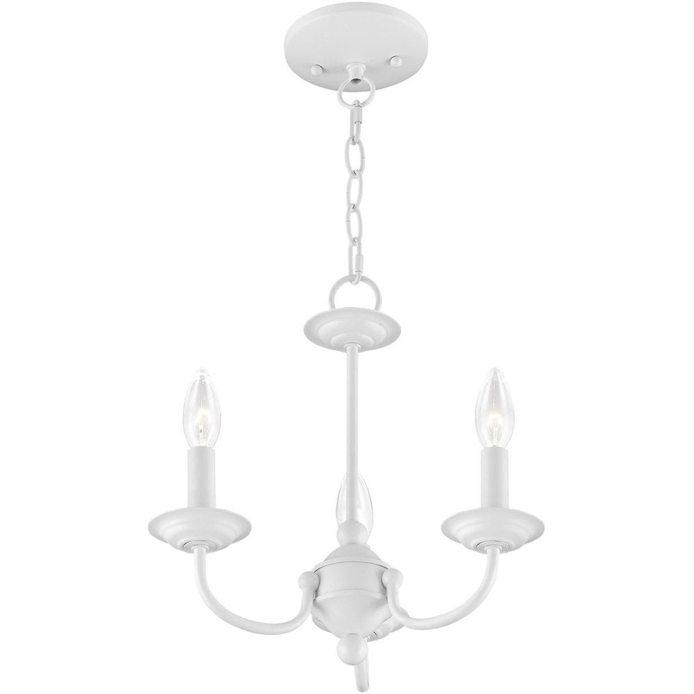 White Three Light Dimmable Chandelier With Shades