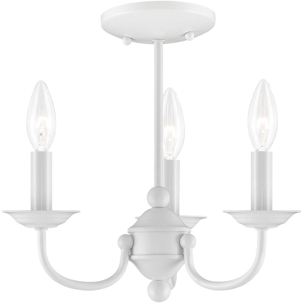 White Three Light Dimmable Chandelier With Shades