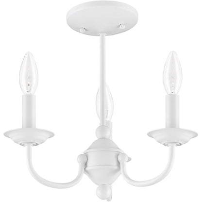 White Three Light Dimmable Chandelier With Shades