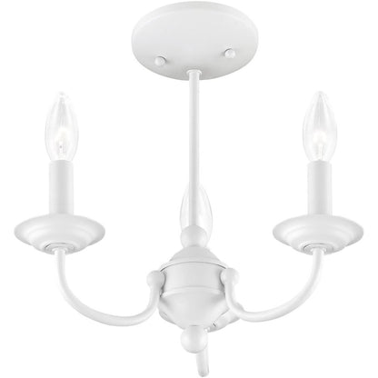White Three Light Dimmable Chandelier With Shades