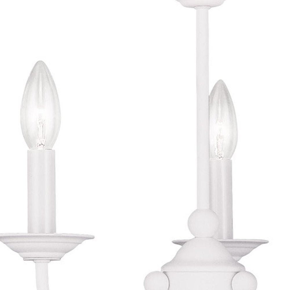 White Three Light Dimmable Chandelier With Shades