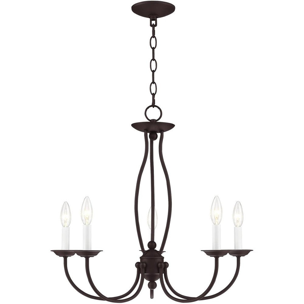 Bronze Five Light Dimmable Chandelier With Shades