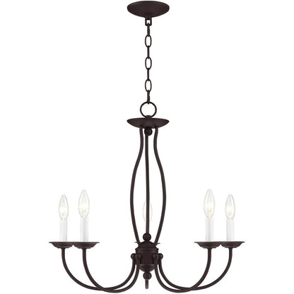 Bronze Five Light Dimmable Chandelier With Shades