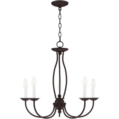 Bronze Five Light Dimmable Chandelier With Shades