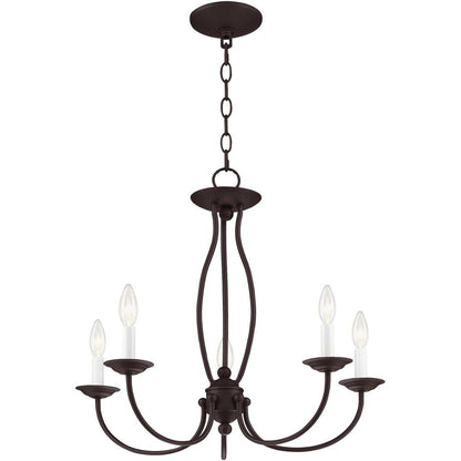 Bronze Five Light Dimmable Chandelier With Shades